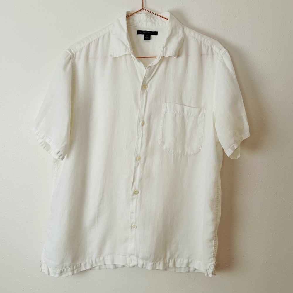 Banana Republic 100% linen button down shirt top short sleeve - Picture 4 of 7